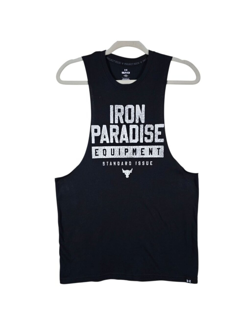 Under Armour Project Rock Mens Black Iron Paradise Sleeveless Gym Tank Small